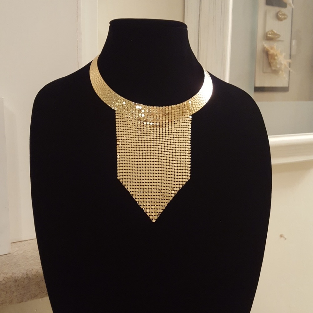 Gold tone mesh collar bib (New without tags)
